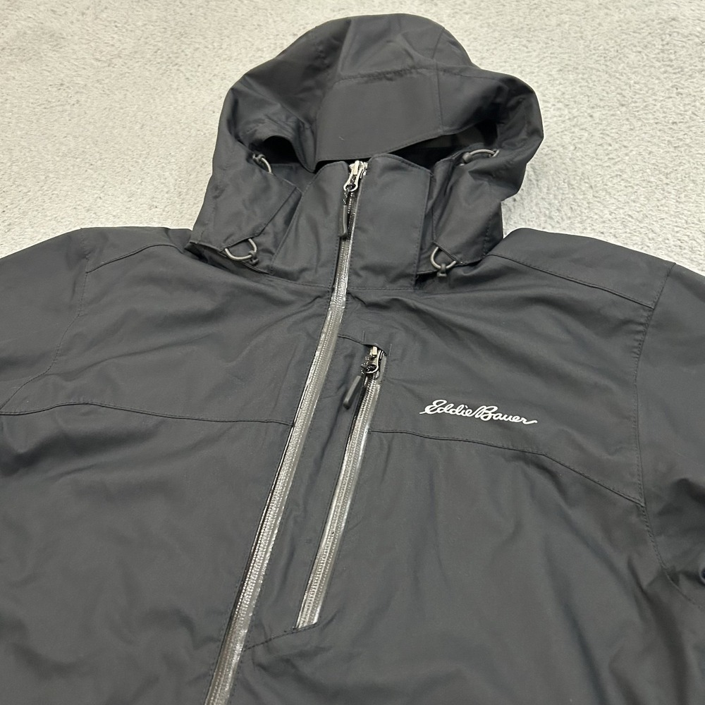 Eddie Bauer Jacket Mens Small Black WeatherEdge Plus Rain Full Zip Outdoors